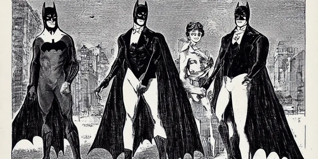 Prompt: batman wearing clothes in the style of directoire style, photograph, grinning, creepy,