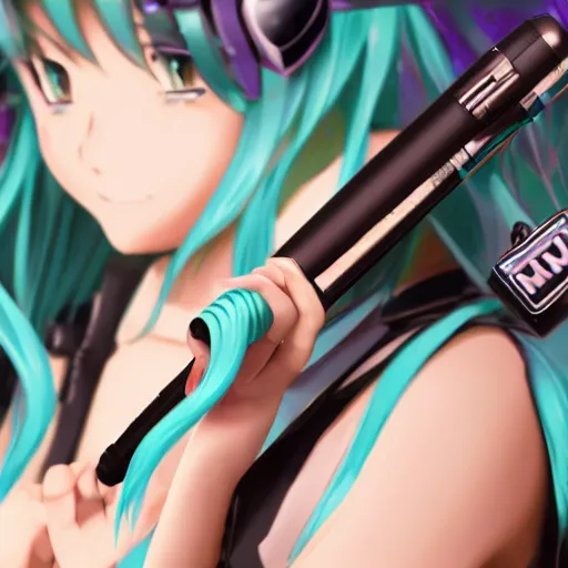 Image similar to hatsune miku smoking a vape pen in her right hand | smoke coming out of her mouth, artstation, 4 k