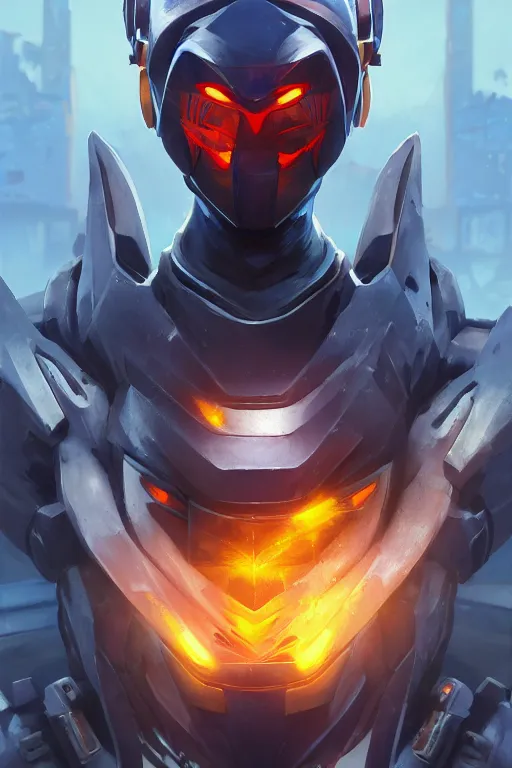 Image similar to epic mask helmet robot ninja portrait stylized as fornite style game design fanart by concept artist gervasio canda, behance hd by jesper ejsing, by rhads, makoto shinkai and lois van baarle, ilya kuvshinov, rossdraws global illumination radiating a glowing aura global illumination ray tracing hdr render in unreal engine 5