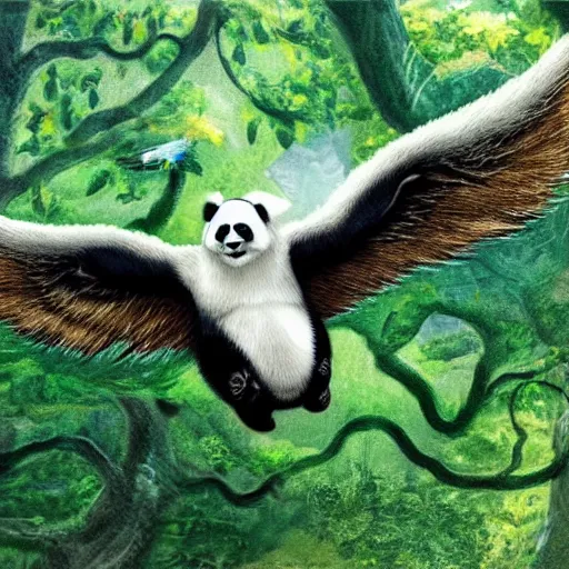 Image similar to flying panda griffin hybrid