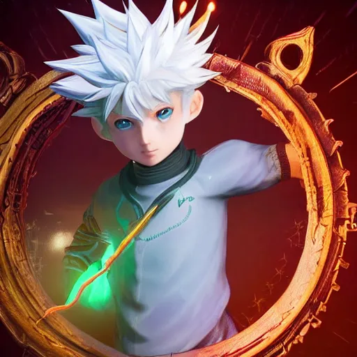 Image similar to a white haired green eyes boy casting a spell. character design. intricate. gesture drawing. line of action. official art, unreal engine 5, unreal engine. tetsuya nomura. medium shot. ray tracing hdr. 8 k. uhd. sharp focus. highly detailed. masterpiece. anime render. cinematic lighting. lifelike. symmetrical face. beautiful face