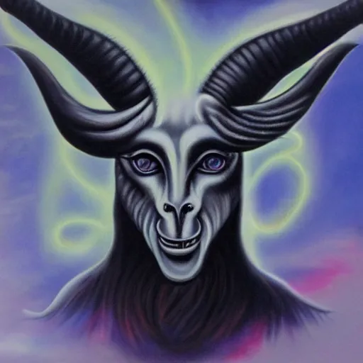 Image similar to baphomet, airbrush