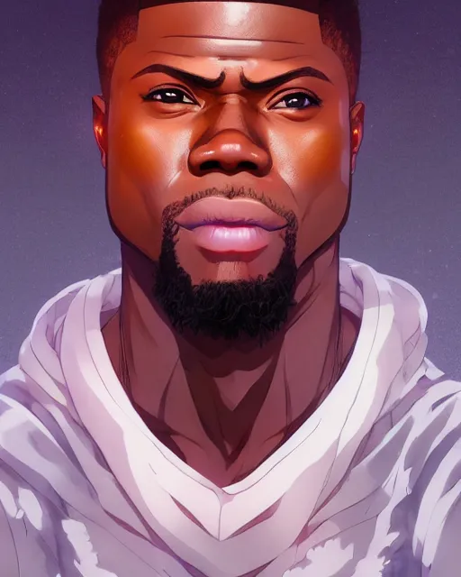 Image similar to anime portrait of Kevin Hart as an anime man by Stanley Artgerm Lau, WLOP, Rossdraws, James Jean, Andrei Riabovitchev, Marc Simonetti, and Sakimichan, trending on artstation