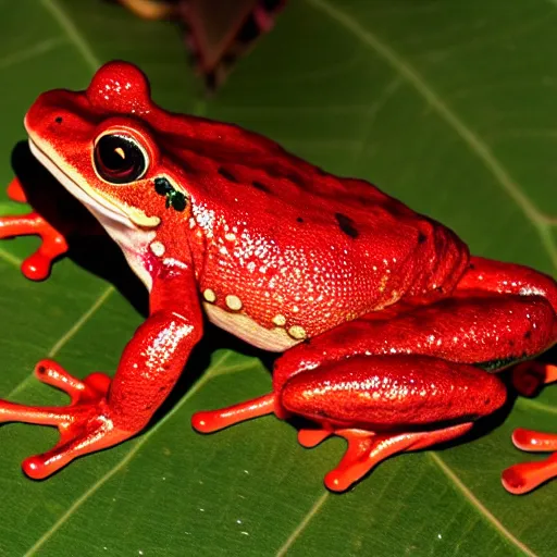 Prompt: glowing red frog