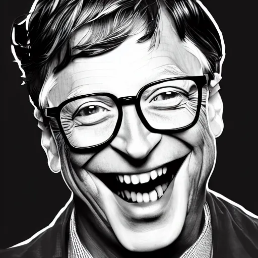 Prompt: bill gates laughing in apple costume, digital illustration by ruan jia on artstation, outlined by whirling illuminated neon lines and fine lines swirling in circles by jesper ejsing and rhads and makoto and shinkai and lois van baarle, digital art, trending on artstation - h 8 3 2