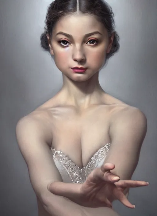 Prompt: hyperrealistic photography of a highly detailed and symmetrical gorgeous hispanic female ballerina in the style of vargas and wlop, highly detailed, face symmetry, highly realistic hands, masterpiece, award - winning, sharp focus, intricate concept art, ambient lighting, 8 k, artstation