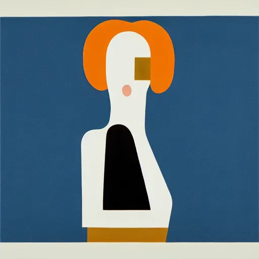 Image similar to A abstract painting in the style of Hildegarde Handsaeme and Gary Hume and Tatsuro Kiuchi, flat colour-block style, geometric abstraction, portrait of beautiful woman, clean black outlines, modern pastel colours