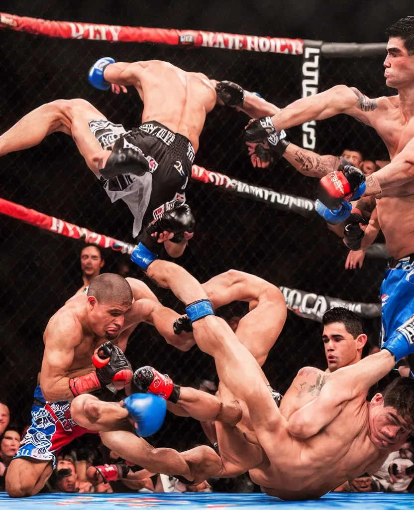 Image similar to chito vera knocks out dominick cruz via headkick, by annie leibovitz and steve mccurry, natural light, detailed face, canon eos c 3 0 0, ƒ 1. 8, 3 5 mm, 8 k, medium - format print