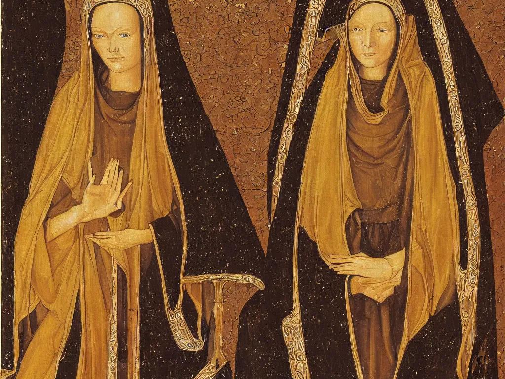 Prompt: painting of hildegard von bingen's visons scivias