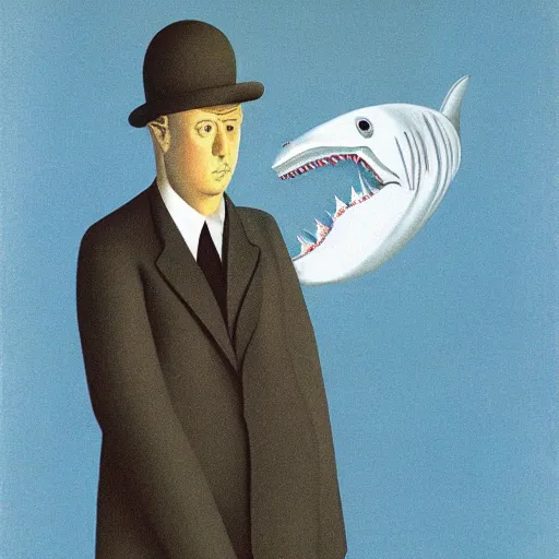 Image similar to Magritte illustration of a shark, Alien mouth