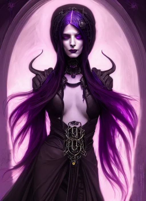 Prompt: a beautiful cinematic female Necromancer Sorceress, galatic shamen with Quantum energy fantasy, fantasy magic, short purple black fade hair, undercut hairstyle, dark light night, intricate, elegant, sharp focus, illustration, highly detailed, digital painting, concept art, matte, art by WLOP and Artgerm and Greg Rutkowski and Alphonse Mucha, masterpiece