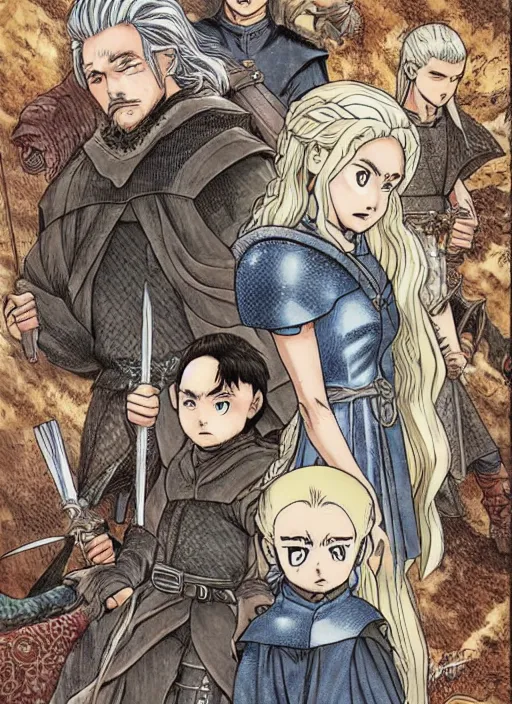 Image similar to game of thrones manga cover by akira toriyama