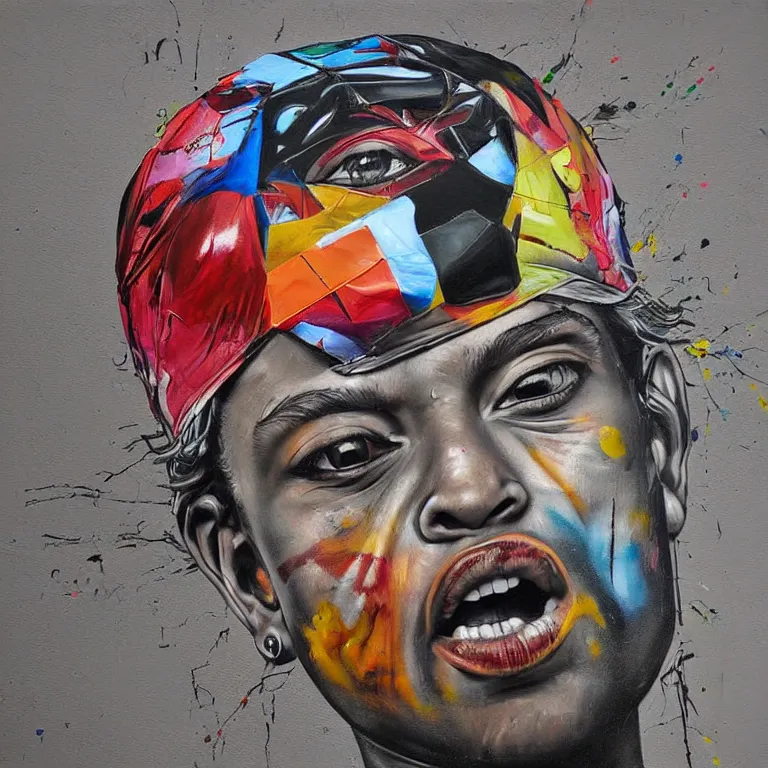 Image similar to Street-art painting in style of Aaron De La Cruz, photorealism