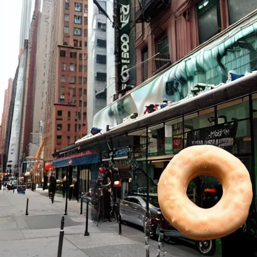 Prompt: New York City transformed into doughnuts