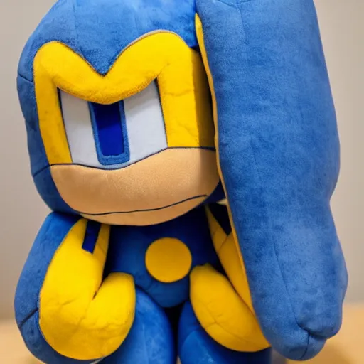 Prompt: plush of megaman