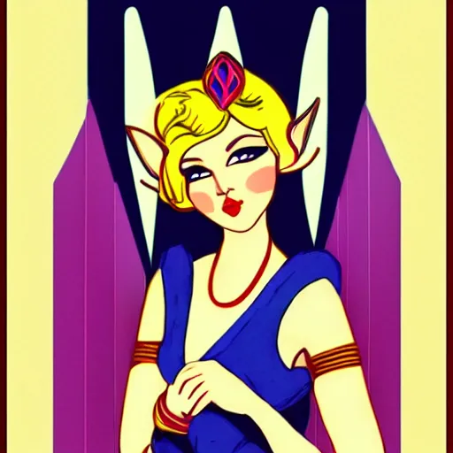 Image similar to elf princess in art deco style