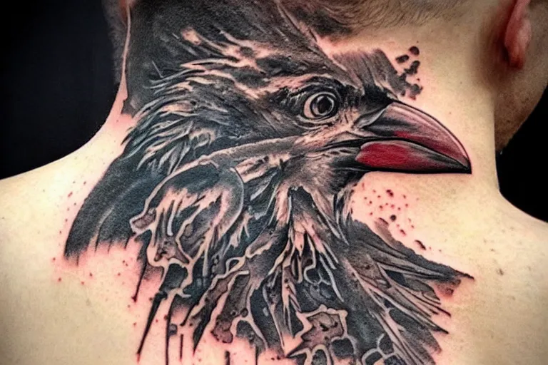 Crow chest piece action. . . . . .... - Tattoos by James Haun | Facebook