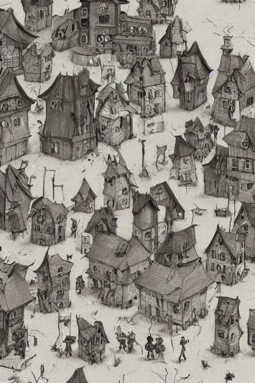 Prompt: Nightmare Village by John Kenn Mortensen, Trending on artstation, artstationHD, artstationHQ, 4k, 8k