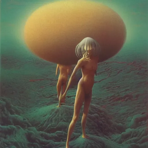 Prompt: anime made by zdzisław beksinski, album cover