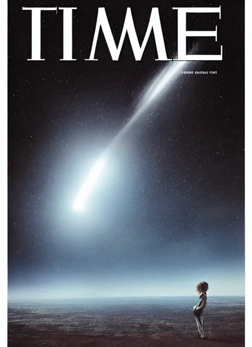 Prompt: TIME magazine cover, the coming AI singularity, a deepness in the sky, analog