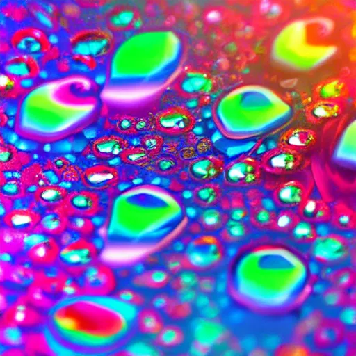 Image similar to multicolored crystals, growing, exploding, bright, colorful, photorealistic, ultra detailed, reflections, rainbow, 4 k