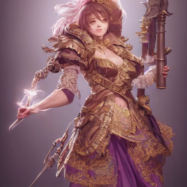 Image similar to studio portrait of neutral good colorful female cleric bard healer as absurdly beautiful, elegant, young skinny gravure idol, an ultrafine hyperdetailed illustration by kim jung gi, irakli nadar, intricate linework, sharp focus, bright colors, octopath traveler, final fantasy, unreal engine 5 highly rendered, global illumination, radiant light, detailed and intricate environment