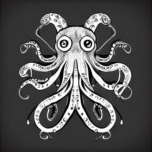 Image similar to cyborg octopus, digital art, geometric, vector art