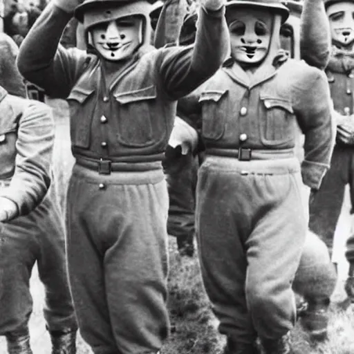 Image similar to German WW2 officers dressed up as the teletubbies