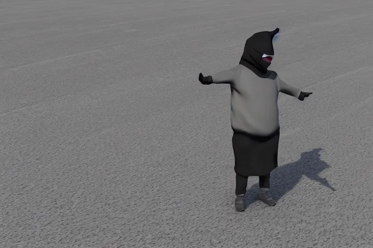 Image similar to a 3 d render of a robber wearing a ski mask in a t pose, high definition