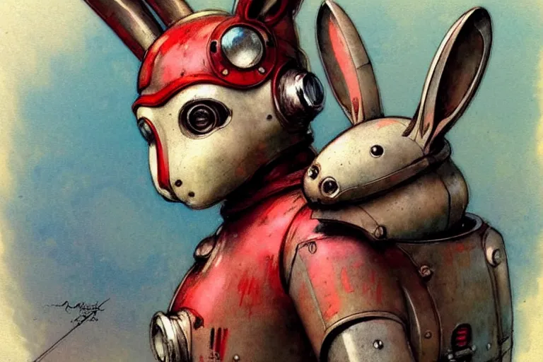 Image similar to adventurer ( ( ( ( ( 1 9 5 0 s retro future robot android rabbit. muted colors. ) ) ) ) ) by jean baptiste monge!!!!!!!!!!!!!!!!!!!!!!!!! chrome red