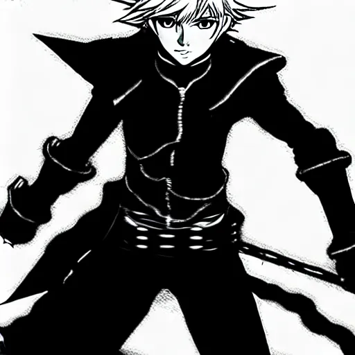 Prompt: Ezreal (league of legends, 2009), artwork by kentaro miura, Kentaro Miura style, Berserk Style, High details, cinematic composition, manga