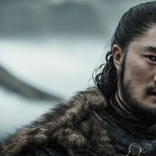 Image similar to justin sun in game of thrones, 4 k, epic, cinematic, focus, movie still, fantasy, serious, extreme detail, atmospheric, dark colour, sharp focus