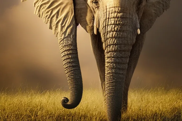 Prompt: ultra realistic nature photography, panoramic picture of ( subject : an elephant smoking a cigar ). smokey atmosphere, small thick clouds of cigar smoke, artstation, focus on the elephant's cigar, extremely hyperrealistic crisply sharp cigar, hyperrealistic smoke, sigma, 4 k