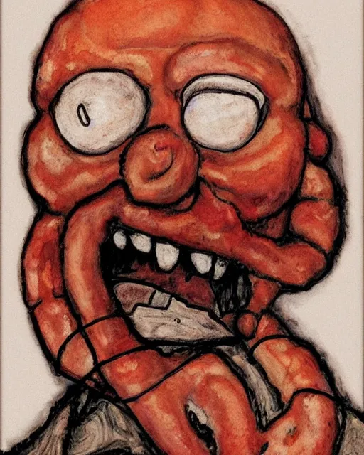 Prompt: portrait of zoidberg by egon schiele in the style of greg rutkowski