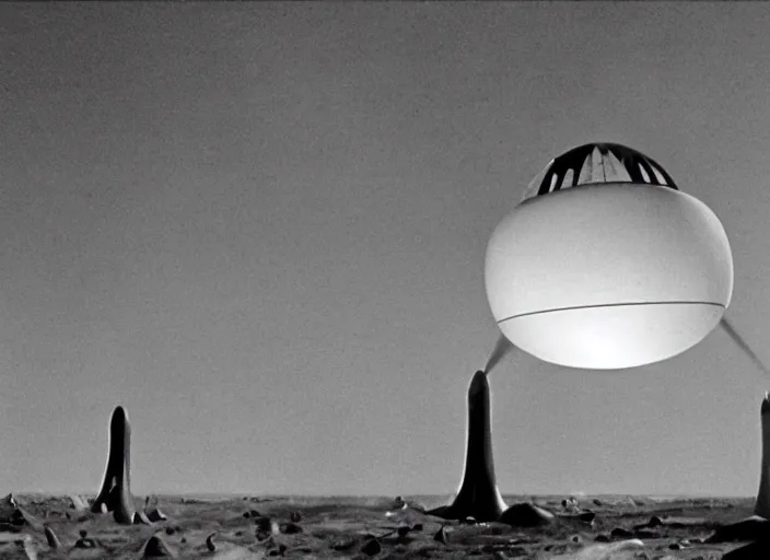 Prompt: scene from the 1 9 6 6 science fiction film arrival