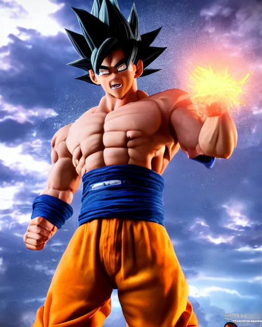 Image similar to 3 d high octane render, 8 k cgi, unreal engine, photorealistic goku, portrait, dynamic lighting, photorealistic, unreal engine, octane, ultra detailed, detailed faces, hd quality