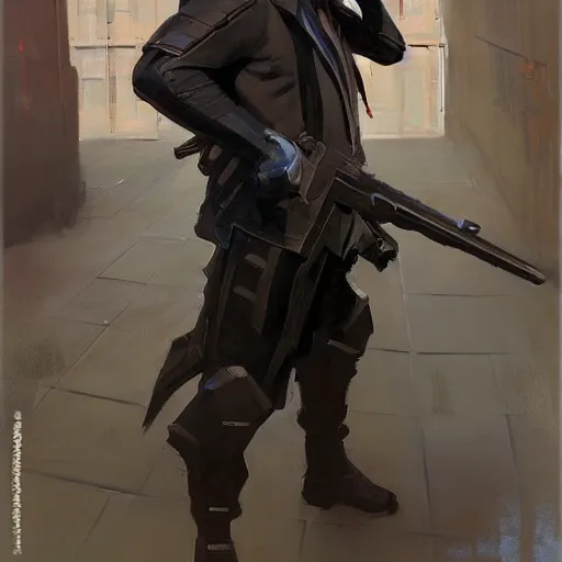 Image similar to greg manchess portrait painting of partially armored john wick as overwatch character, medium shot, asymmetrical, profile picture, organic painting, sunny day, matte painting, bold shapes, hard edges, street art, trending on artstation, by huang guangjian, gil elvgren, ruan jia, greg rutkowski, gaston bussiere