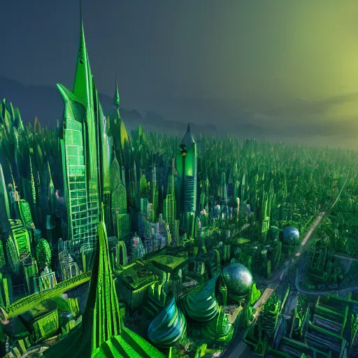 Prompt: in a magical emerald city ,highly detailed, 4k, HDR, award-winning, artstation, octane render