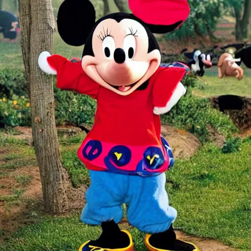 Prompt: Eeyore dressed as Mickey Mouse