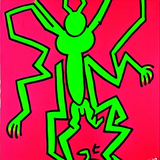 Image similar to praying mantis demon by keith haring