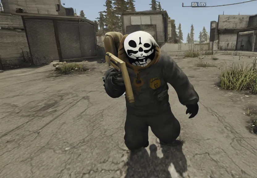 Prompt: A screenshot of Sans from Undertale in the middle of a CS:GO match