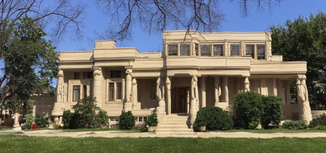 Image similar to egyptian revival house in wheaton, il.