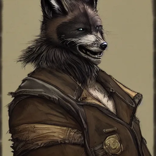 Image similar to A dark fox dressed like in Mad Max in the style of a DnD character portrait