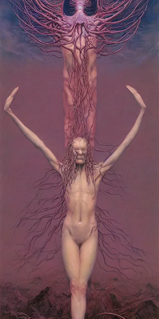 Image similar to an amazing masterpiece of art by gerald brom, Zdzisław Beksiński, ecstasy