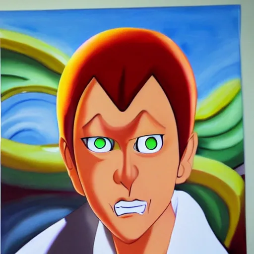 Image similar to a hyper realistic painting portrait of jerry from totally spies