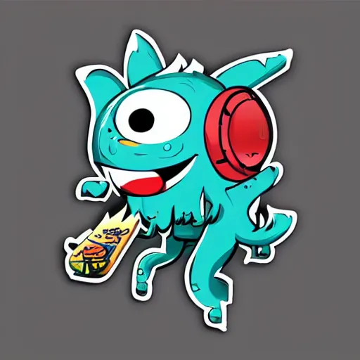 Image similar to cute monster skateboarding, sticker art, vector art, deviantart cronobreaker, graffiti, skateboard art, beeple, @ cronobreak on twitter. com,