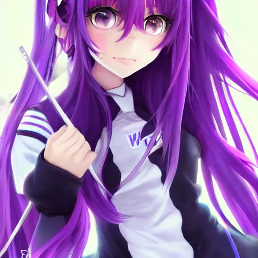 Prompt: 3D advanced digital art, a very cute anime girl wearing a high school outfit+ full body, very long violet hair, purple eye, eyepatch on right eye, full round face :: cinematic lighting, mid-shot, highly intricately detailed, trending on pixiv :: Steven Artgerm Lau, WLOP, RossDraws, RuanJia, James Jean, Andrei Riabovitchev, Totorrl, Marc Simonetti, Visual Key, and Sakimichan