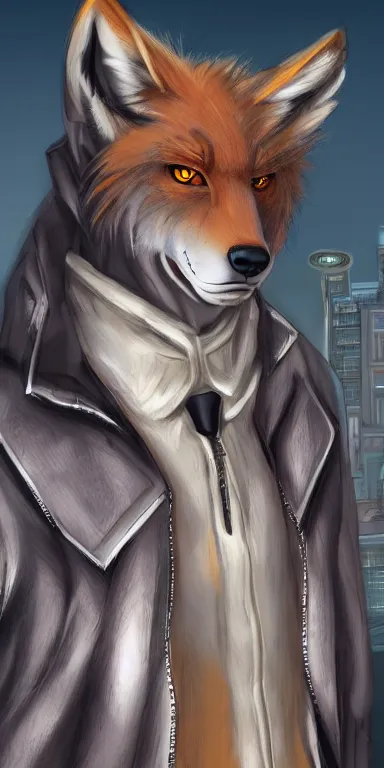 Prompt: gorgeous stylish anthro werefox in the city, fursona furry art commission, photorealistic, furaffinity