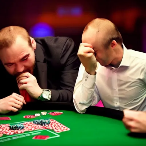 Prompt: best poker player in the world cries as he loses to a baby, 4 k, realistic.
