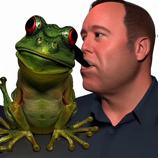 Prompt: alex jones making out with a frog rendered in unreal engine 5